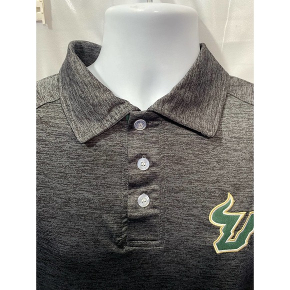 USF South Florida Bulls Men Gray Short Sleeve Golf Polo Shirt Medium Chiliwear - Picture 9 of 9